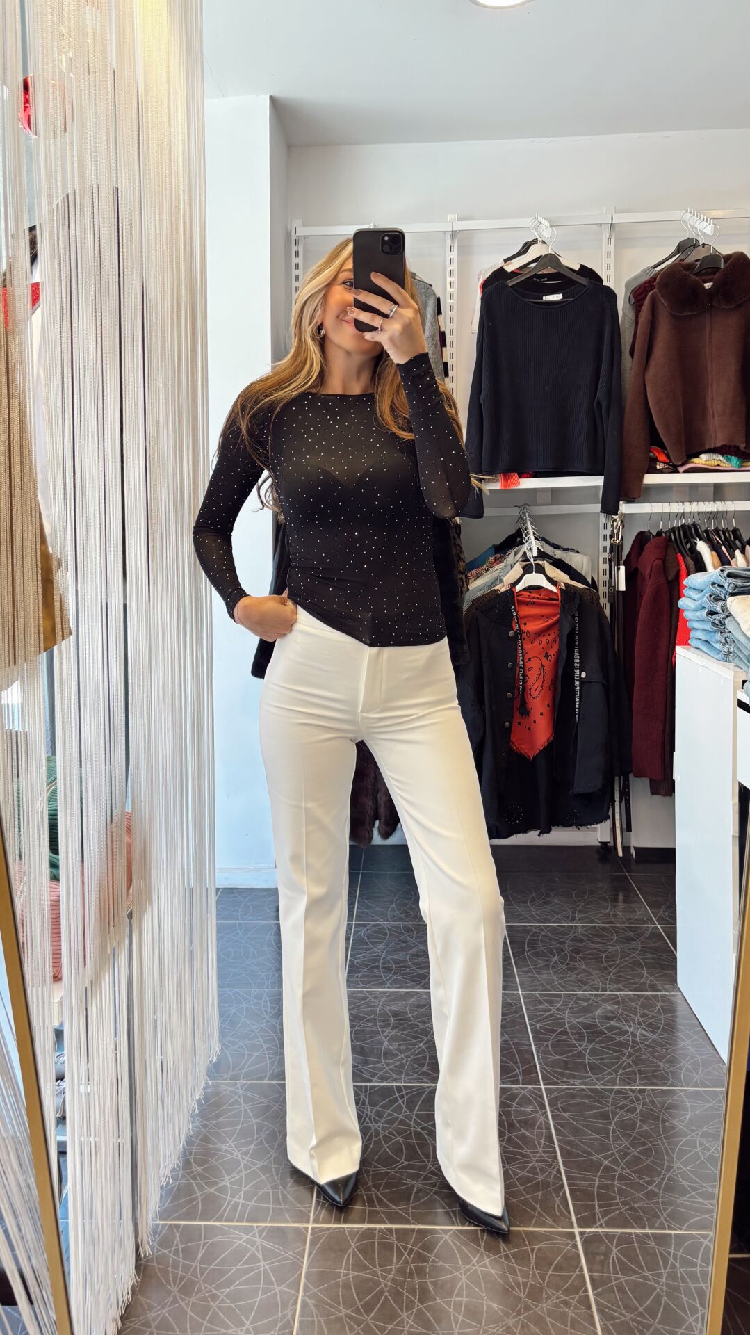 Premium Çan Paça Kumaş Pantolon Beyaz