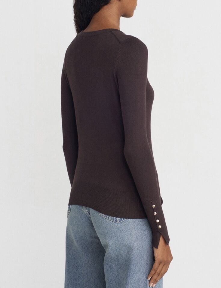 Kol Manşeti Droplu Triko Acı Kahve