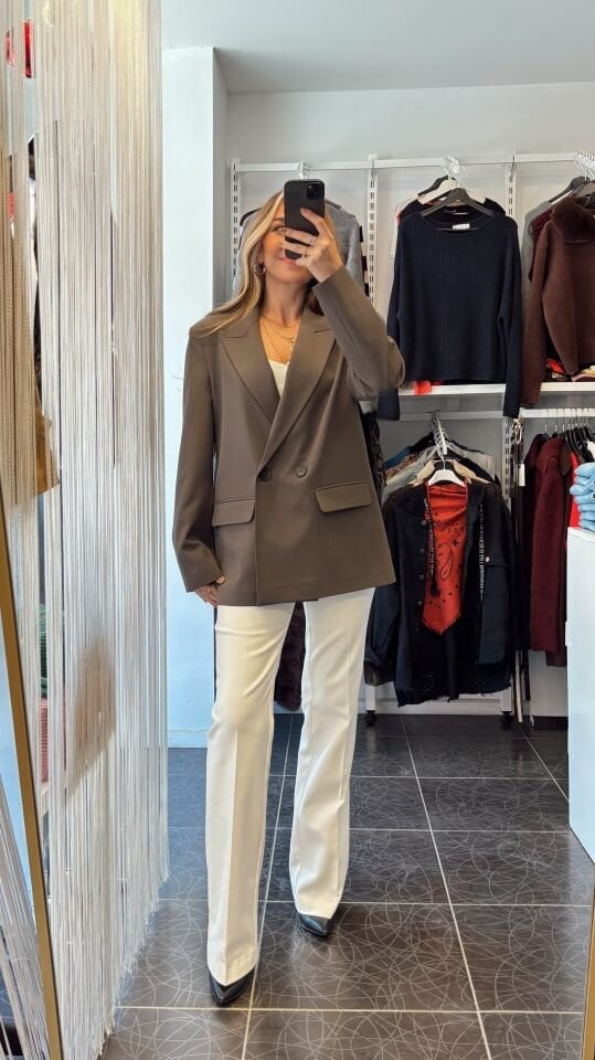 Premium Oversize Blazer Ceket Haki