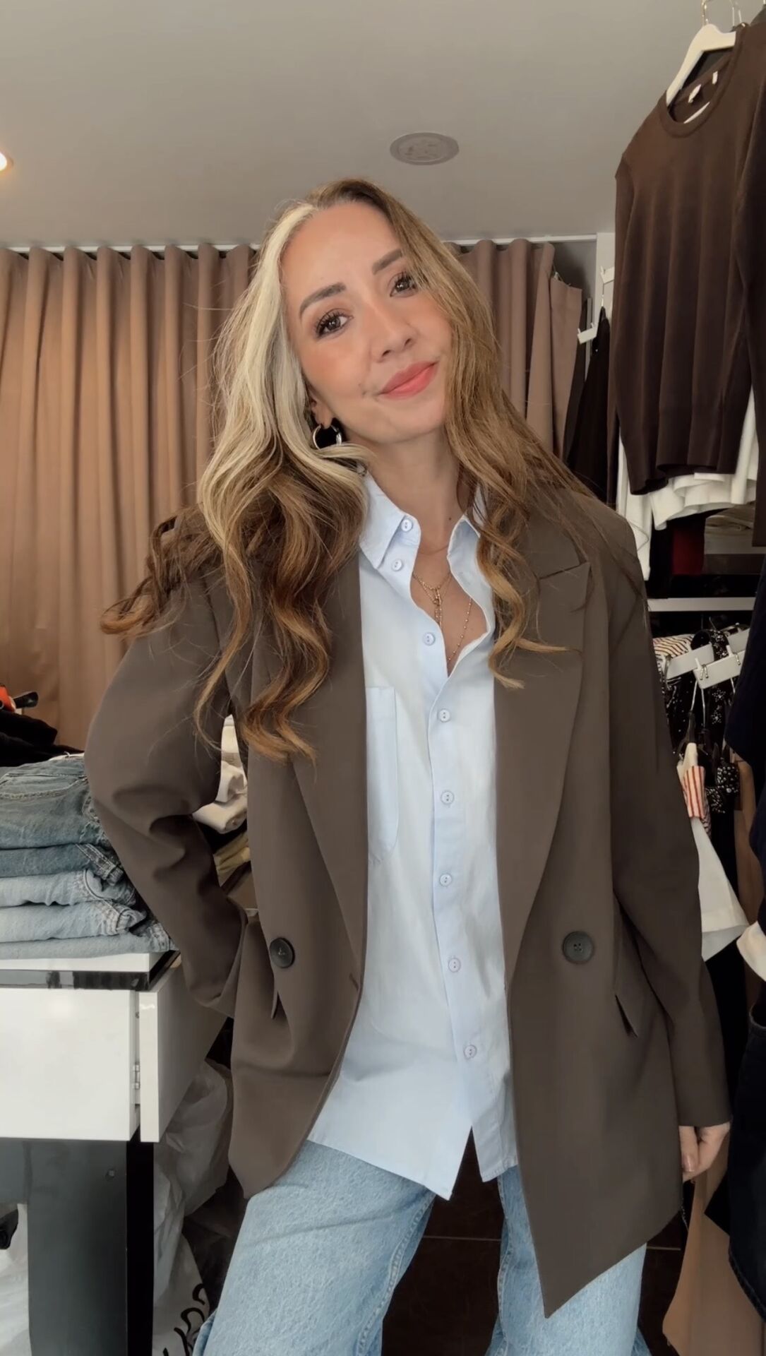 Premium Oversize Blazer Ceket Haki