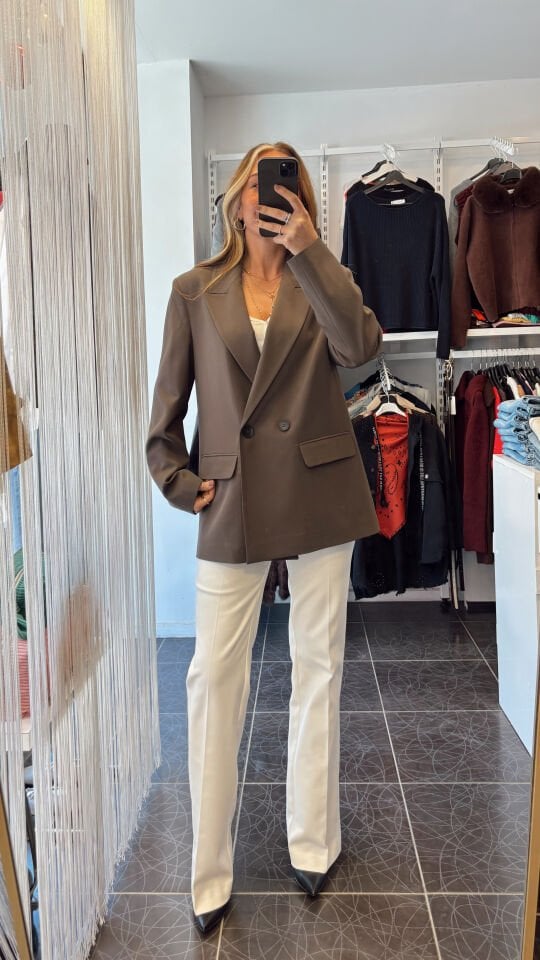 Premium Oversize Blazer Ceket Haki