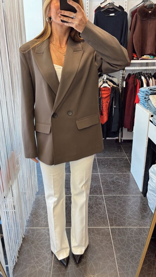 Premium Oversize Blazer Ceket Haki
