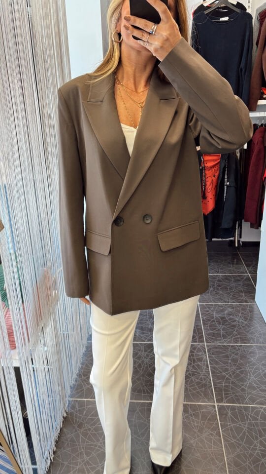 Premium Oversize Blazer Ceket Haki