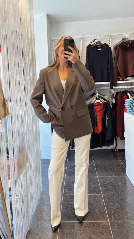 Premium Oversize Blazer Ceket Haki