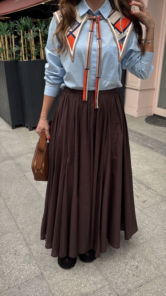 Premium Maxi Kloş Etek Acı Kahve