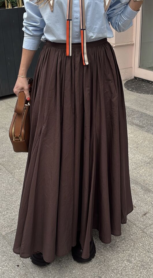 Premium Maxi Kloş Etek Acı Kahve