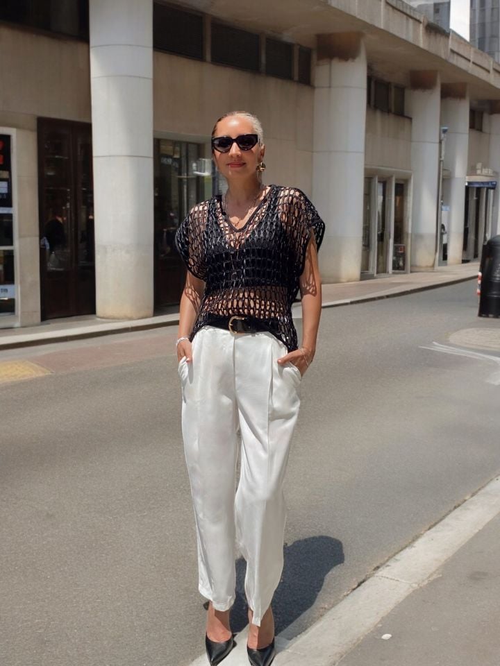 Beyaz Tencel Rahat Pantolon