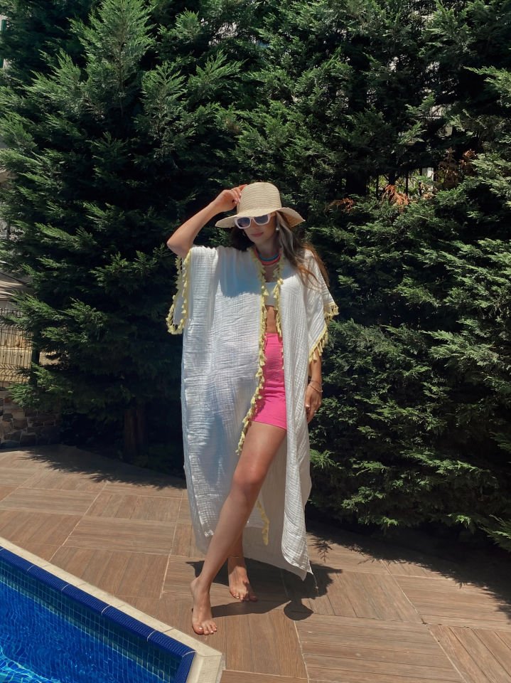 Müslin Maxi Kimono Ekru