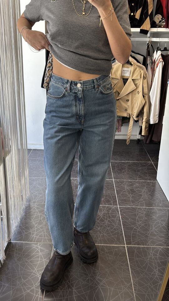 Orj. Marka Mom Jean Pantolon Mavi
