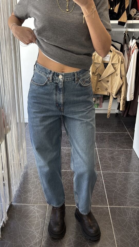 Orj. Marka Mom Jean Pantolon Mavi