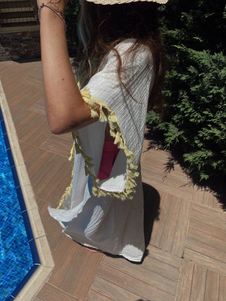 Müslin Maxi Kimono Ekru