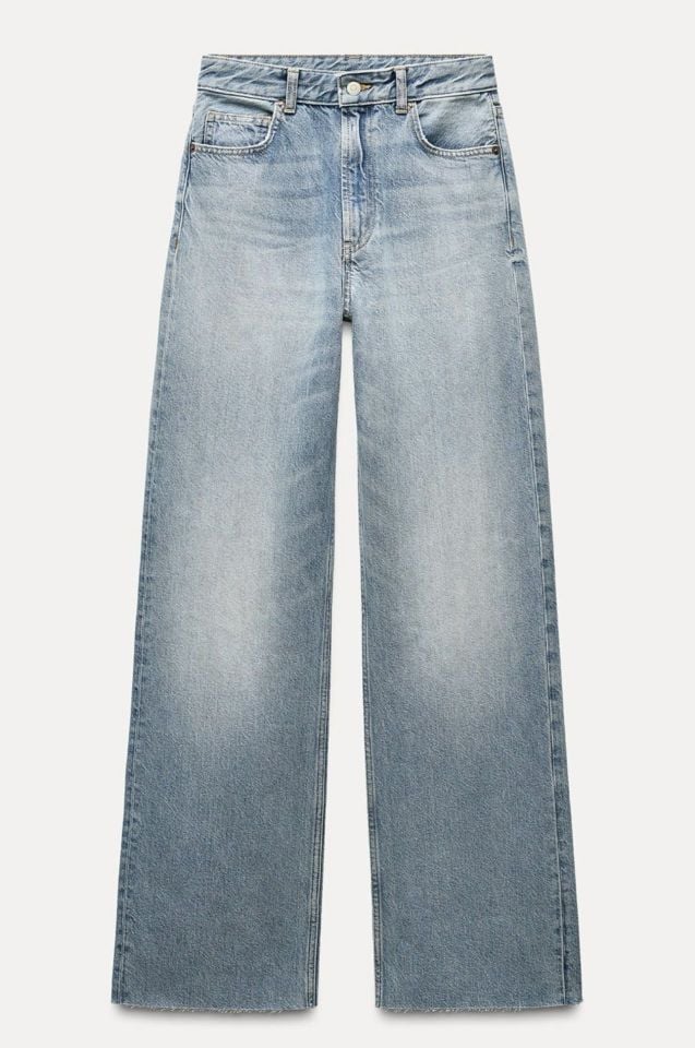 Yüksek Bel Wide Leg Açık Mavi Jean Pantolon