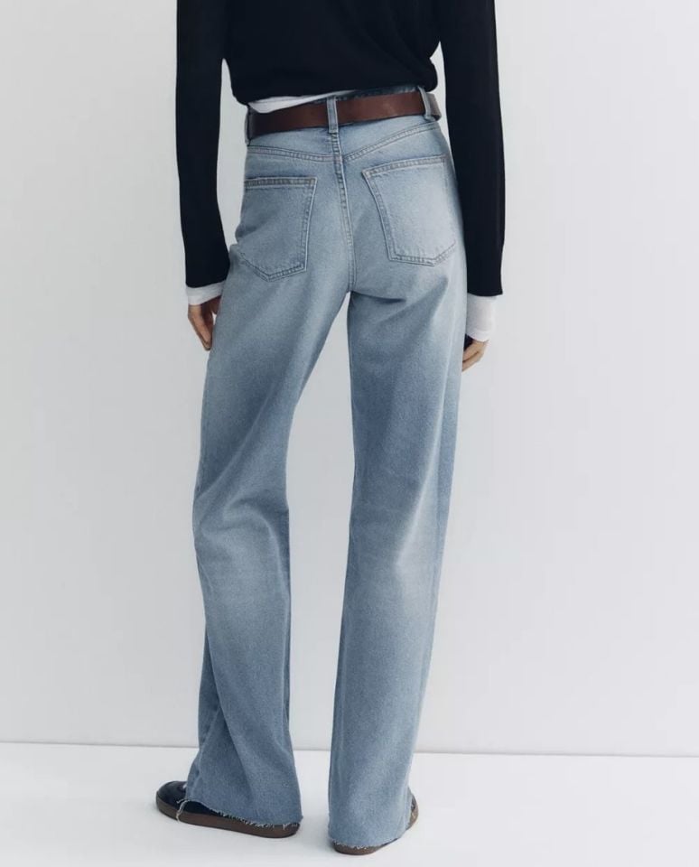 Yüksek Bel Wide Leg Açık Mavi Jean Pantolon