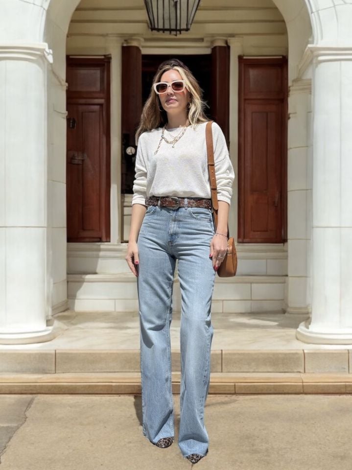 Yüksek Bel Wide Leg Açık Mavi Jean Pantolon