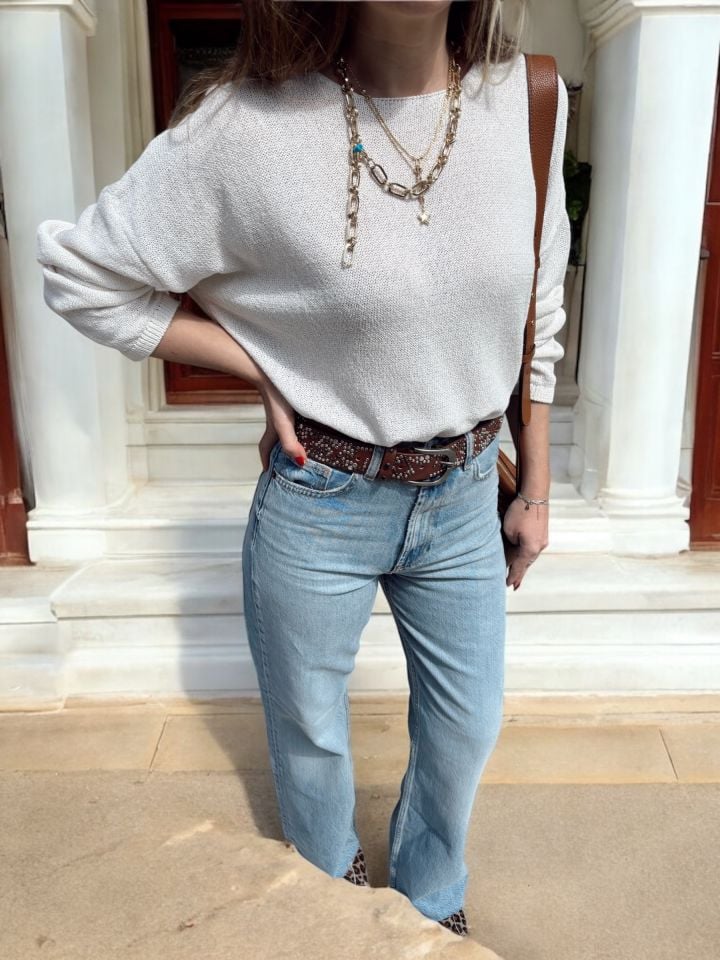 Yüksek Bel Wide Leg Açık Mavi Jean Pantolon