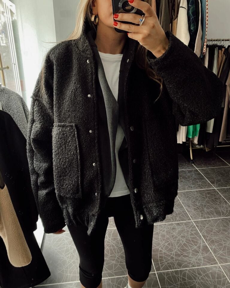 Premium Siyah Bomber Mont