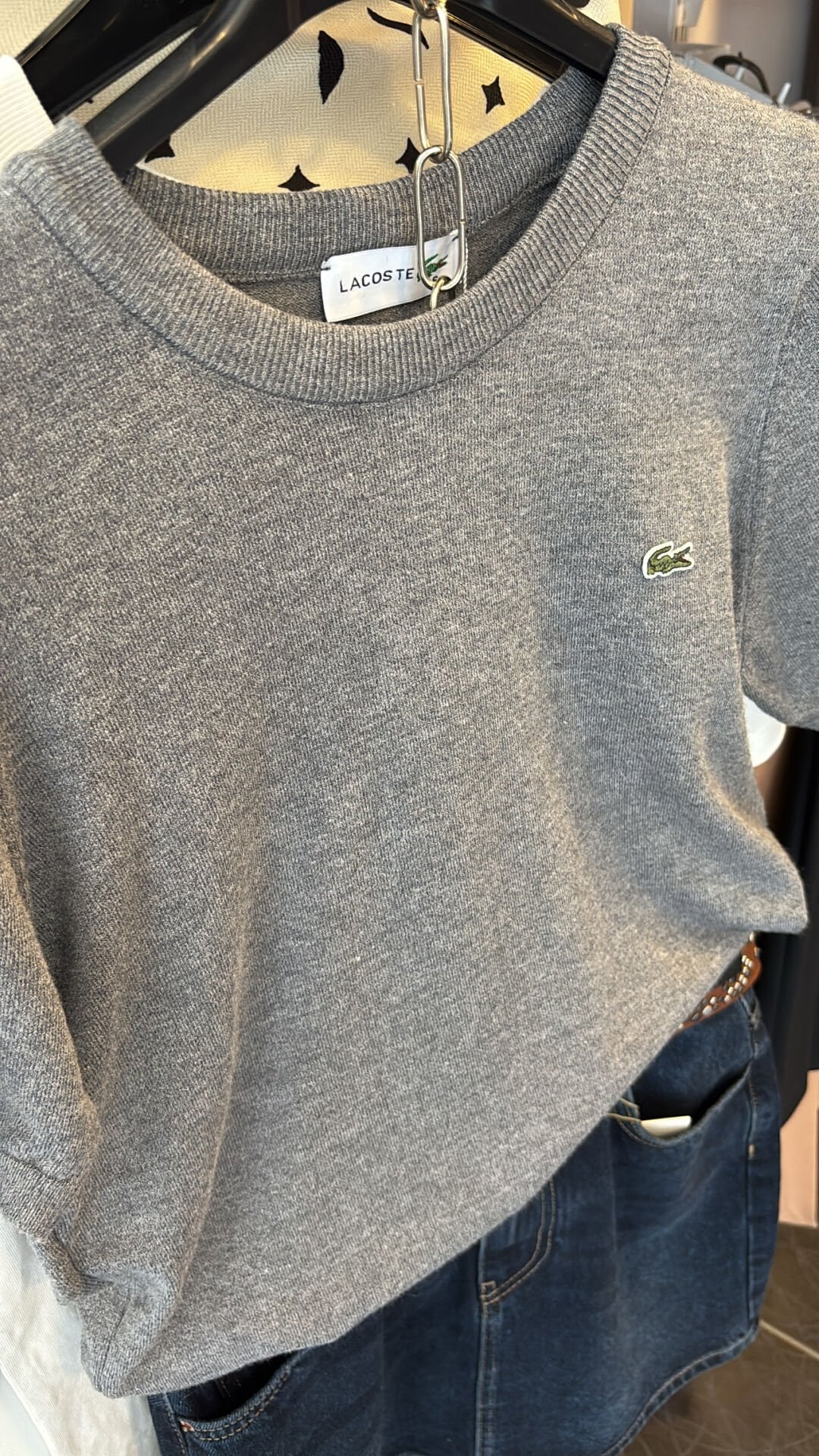 Logolu Kısa Kol Triko Gri