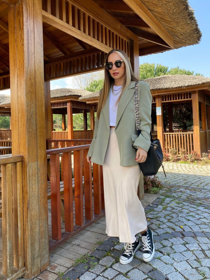 Keten Haki Blazer Ceket