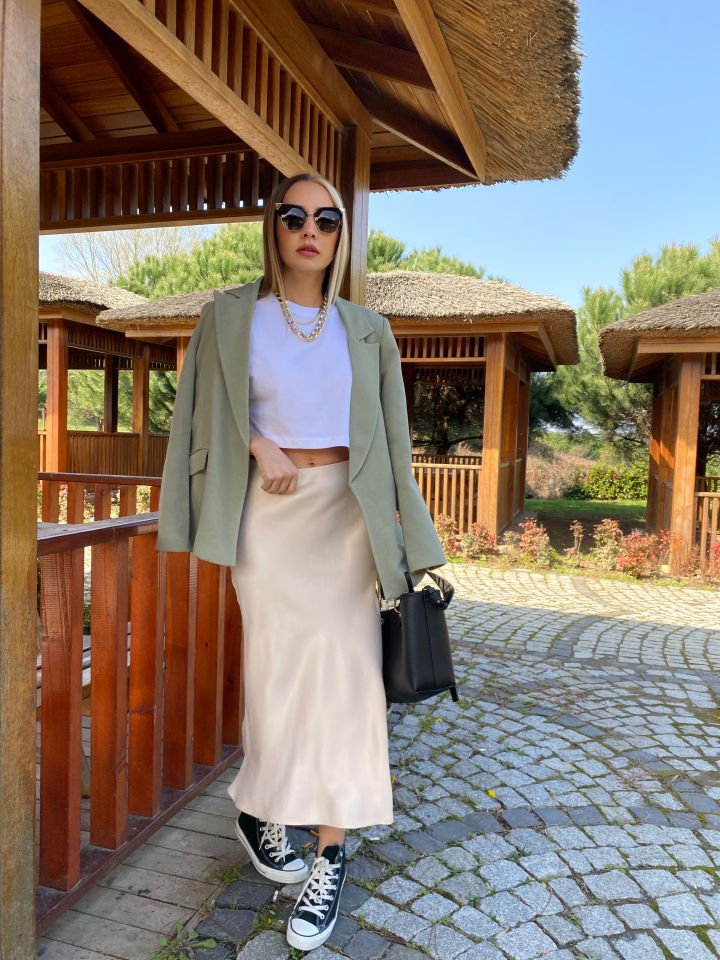 Keten Haki Blazer Ceket