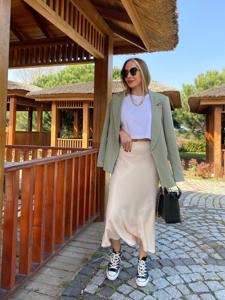 Keten Haki Blazer Ceket