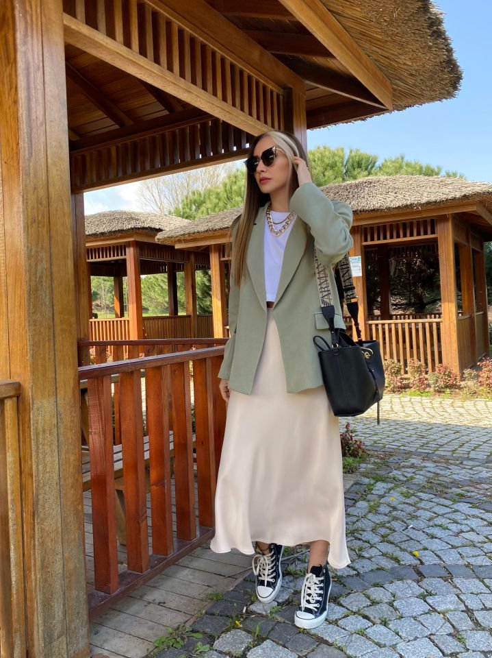 Keten Haki Blazer Ceket