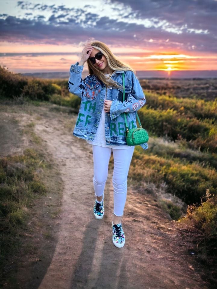 Tasarım Boyalı Denim Ceket