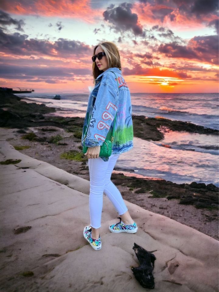 Tasarım Boyalı Denim Ceket