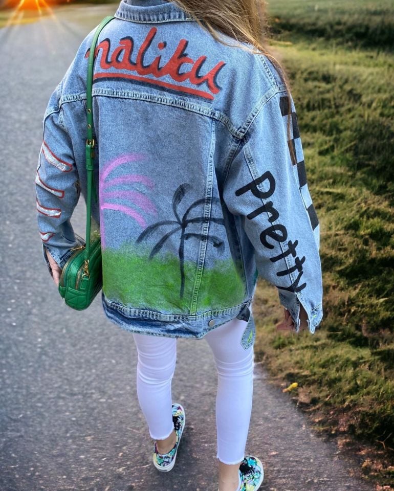 Tasarım Boyalı Denim Ceket