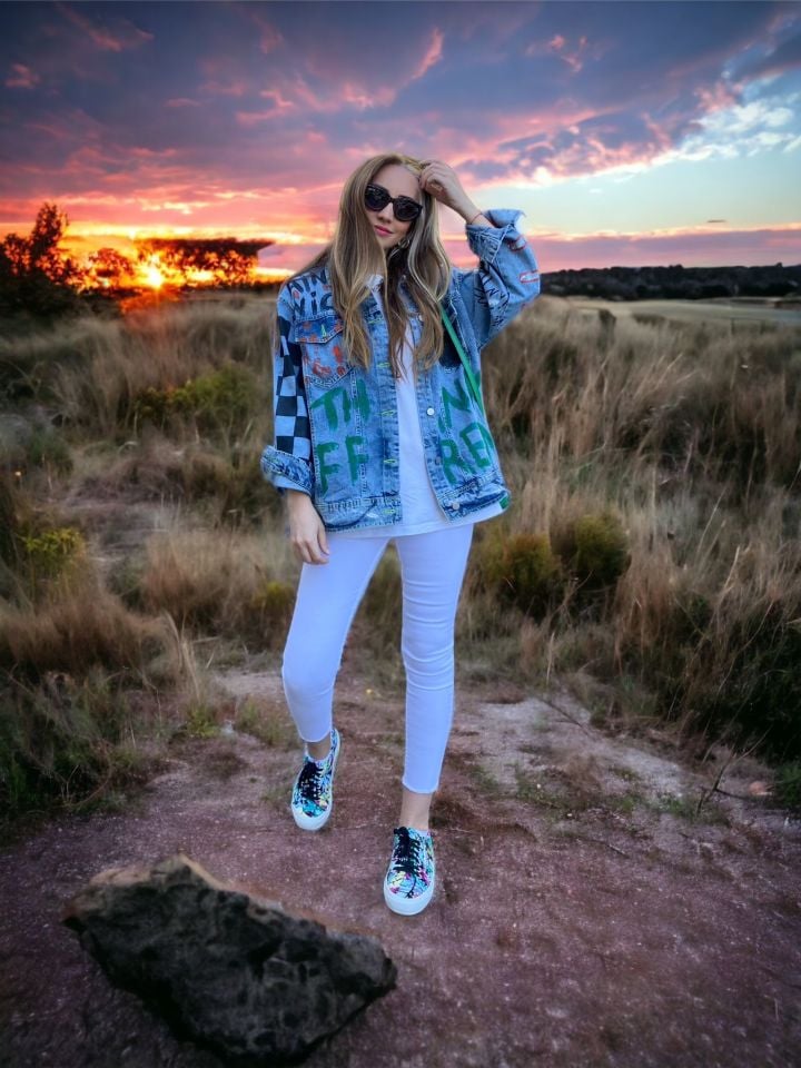 Tasarım Boyalı Denim Ceket