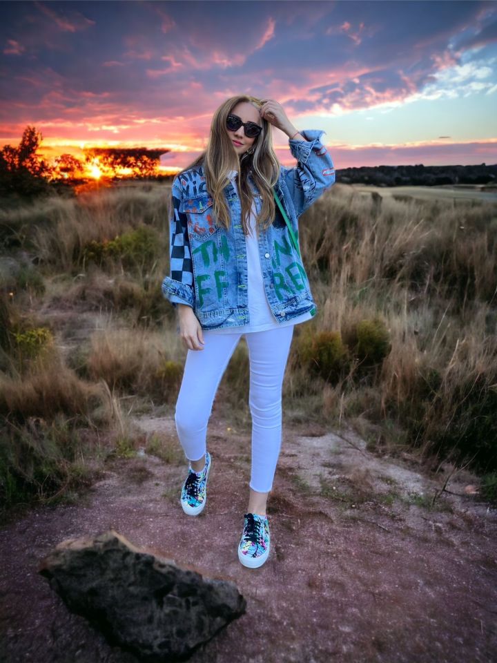 Tasarım Boyalı Denim Ceket