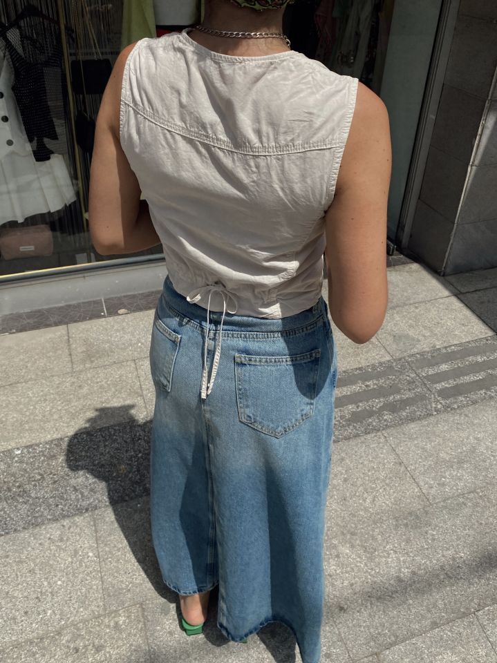 Parçalı Maxi Denim Etek