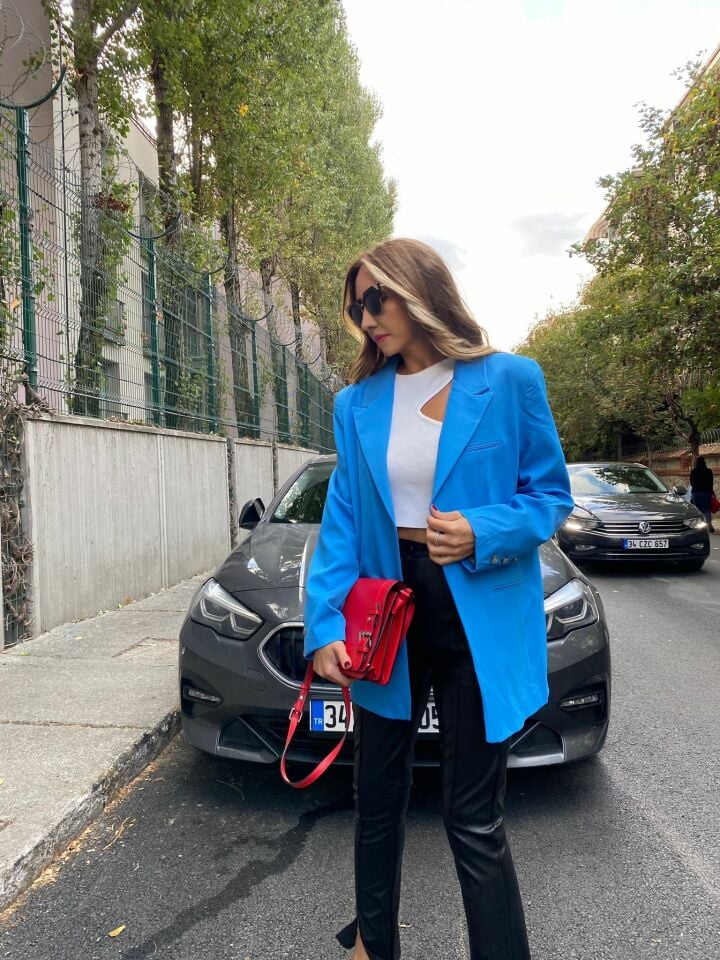 Tasarım Mavi Blazer Ceket
