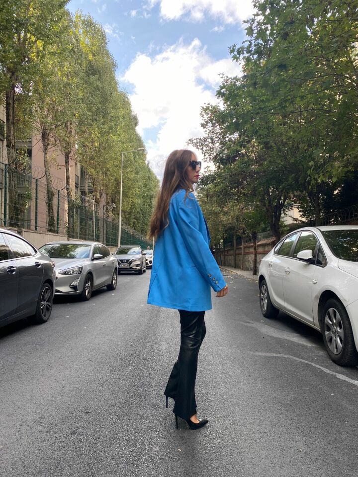 Tasarım Mavi Blazer Ceket