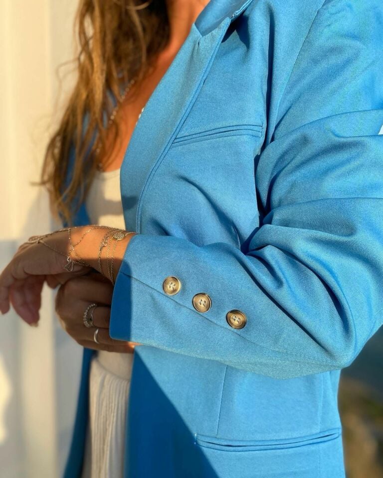 Tasarım Mavi Blazer Ceket