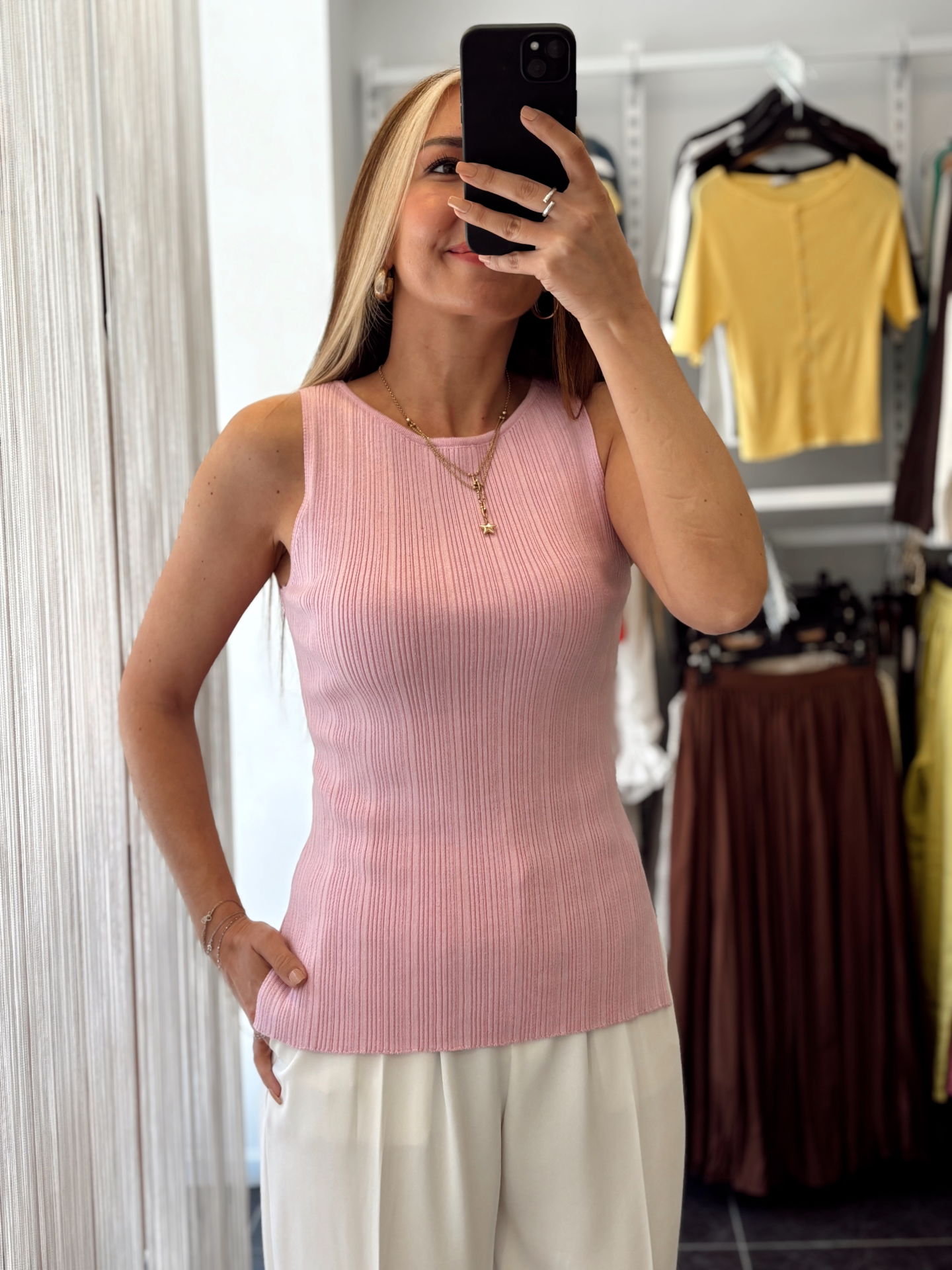 Premium Kolsuz Triko Bluz Pembe