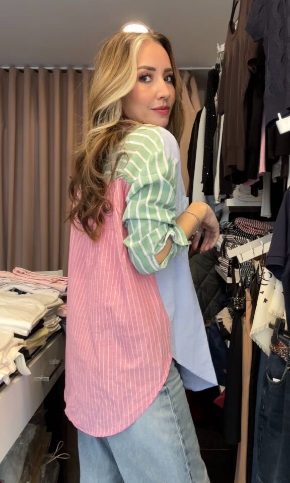 Premium Patchwork Oversize Gömlek Çok Renkli