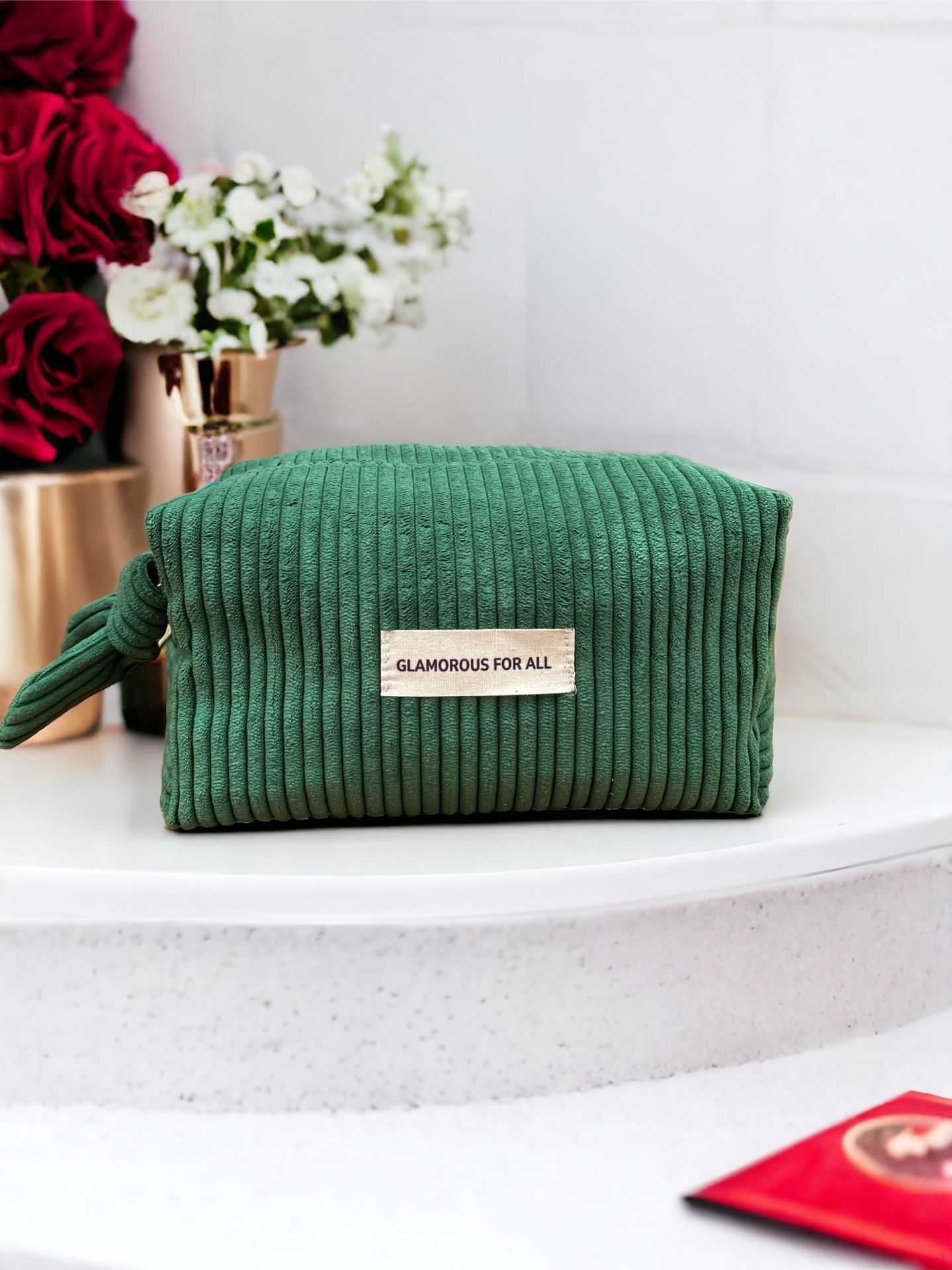 Premium Tasarım Makyaj Çantası Zümrüt Yeşil