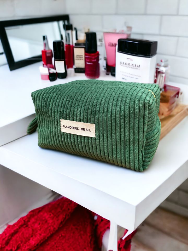 Premium Tasarım Makyaj Çantası Zümrüt Yeşil