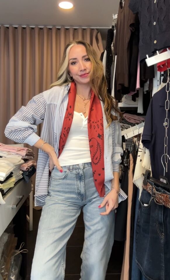 Premium Çizgili Oversize Gömlek Mavi