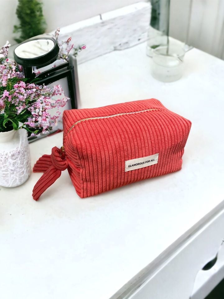 Premium Tasarım Makyaj Çantası Nar Çiçeği