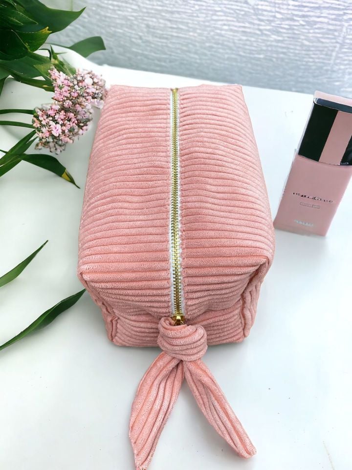 Premium Tasarım Makyaj Çantası Pudra Pembe