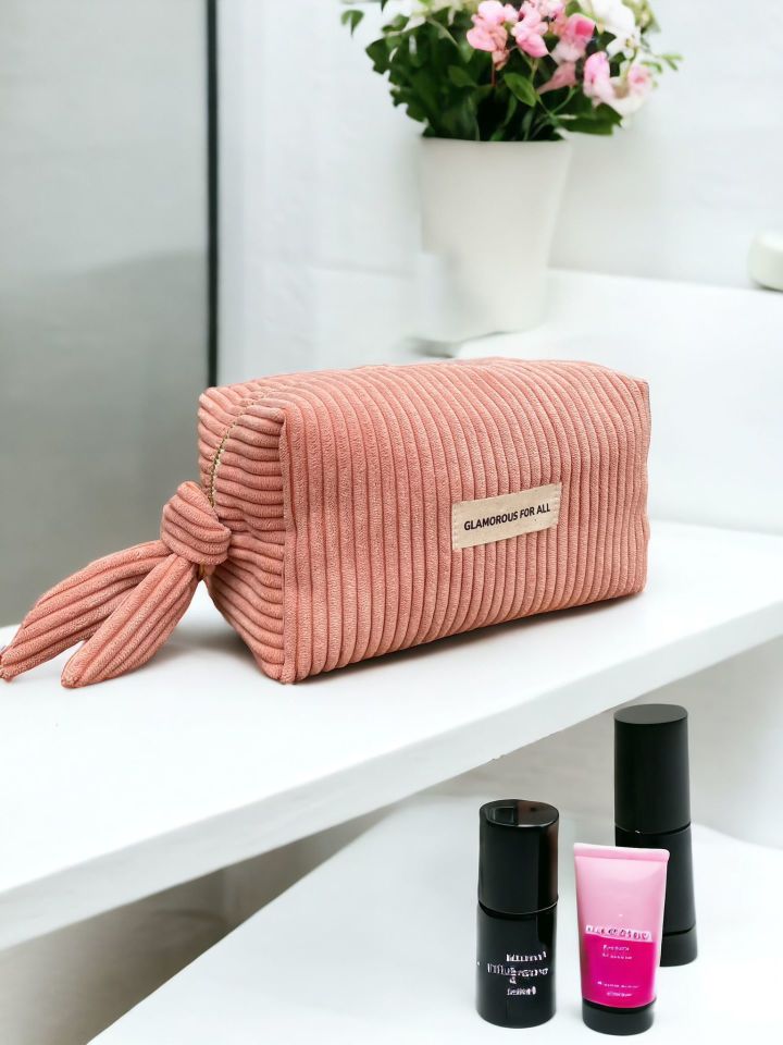 Premium Tasarım Makyaj Çantası Pudra Pembe