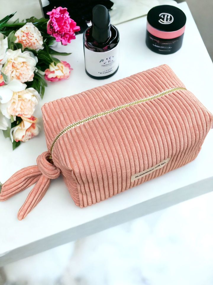 Premium Tasarım Makyaj Çantası Pudra Pembe