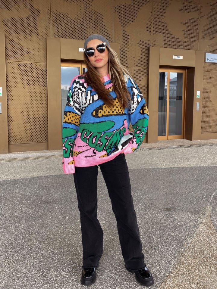 Pop Art Pembe Oversize Kazak