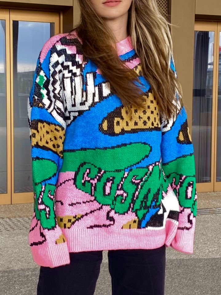 Pop Art Pembe Oversize Kazak