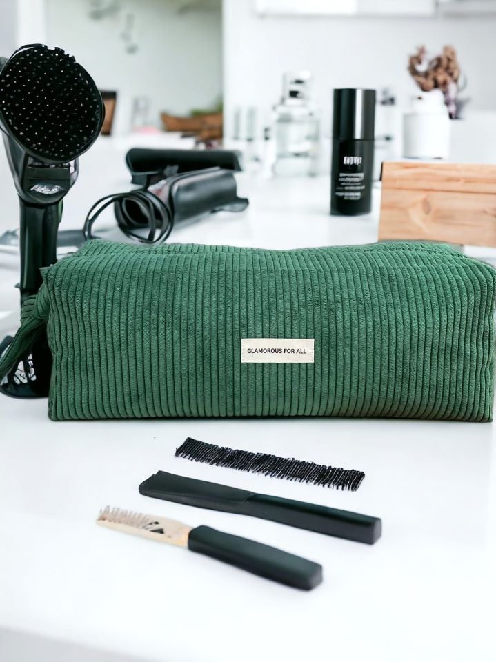 Premium Tasarım Tüm Saç Şekillendiriciler için XXL Boy Seyahat Çantası Zümrüt Yeşil