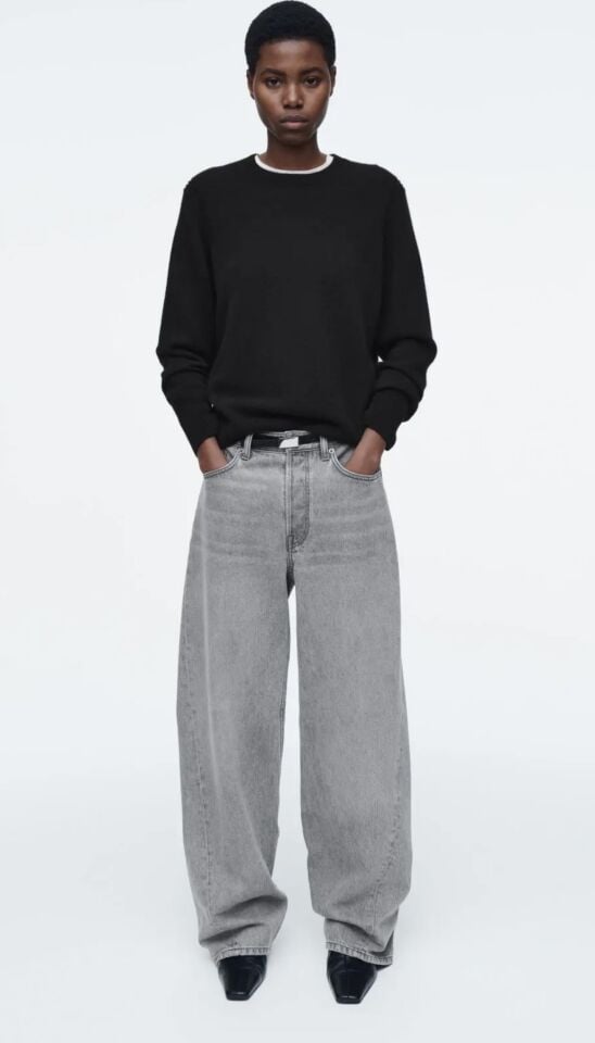 Orj. Marka Straight Leg Jean Pantolon Gri