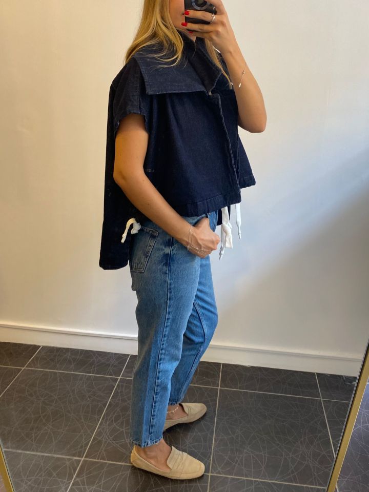 Tasarım Lacivert Denim Yelek