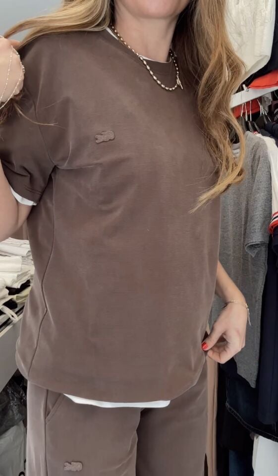 Logolu Modal Eşofman Takımı Acı Kahve