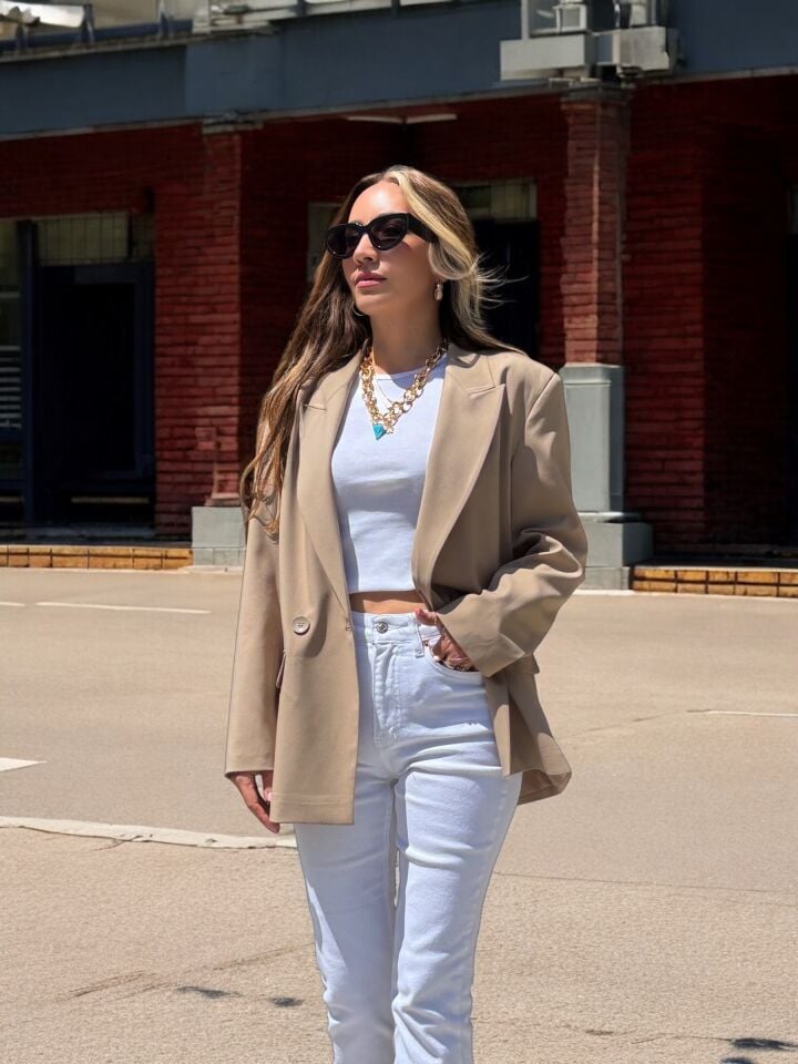 Premium Blazer Ceket Bej